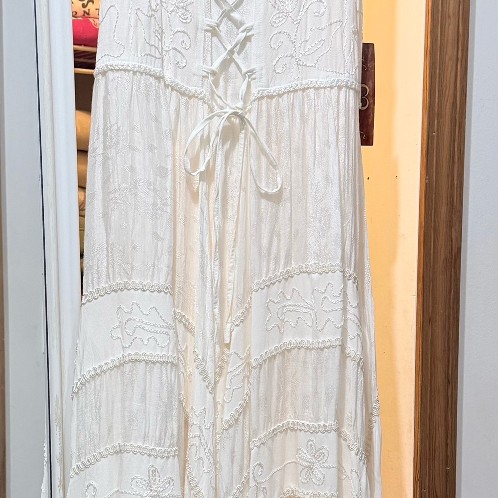 Scully White Lace-Up Maxi Dress